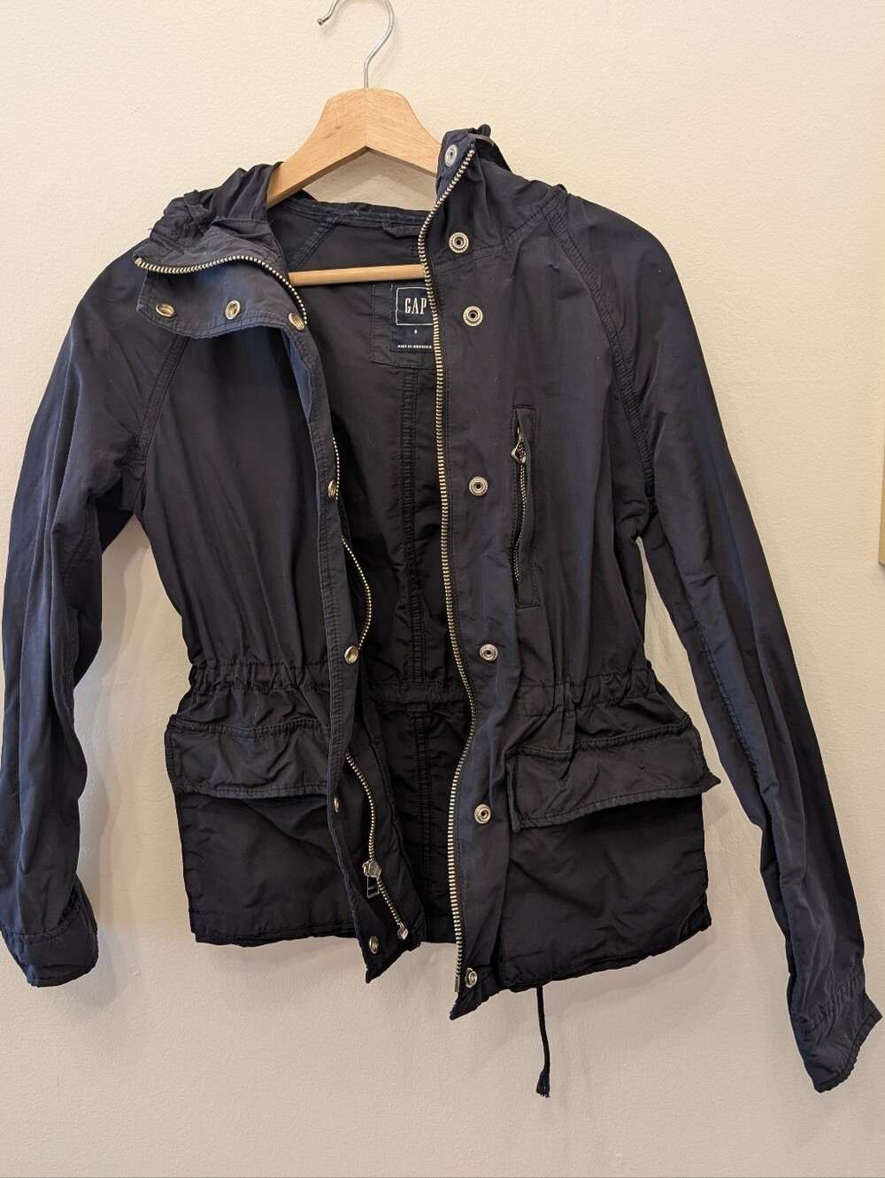 GAP Navy Raincoat with Waist Drawcord